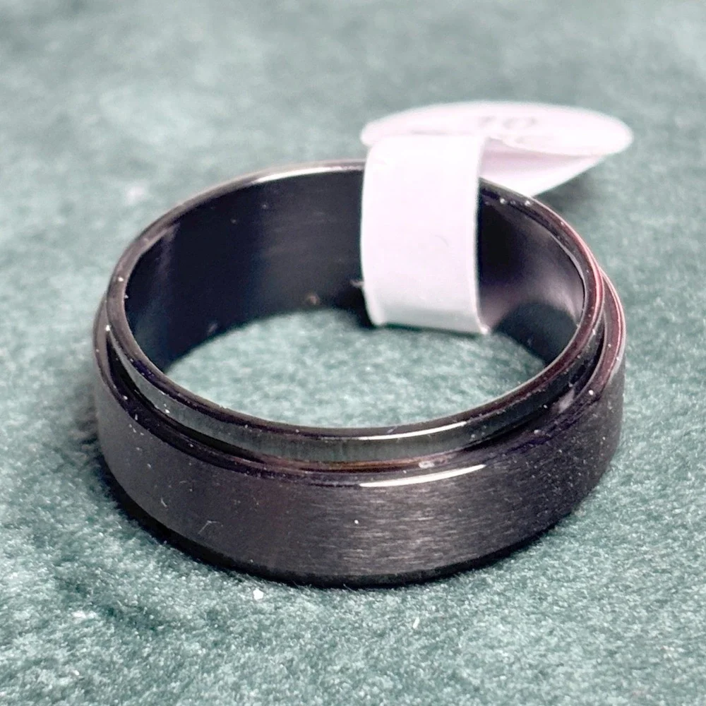 Black‎ Spinner Ring Size 10 Fidget Band Brushed Metal Minimalist Unisex Ring